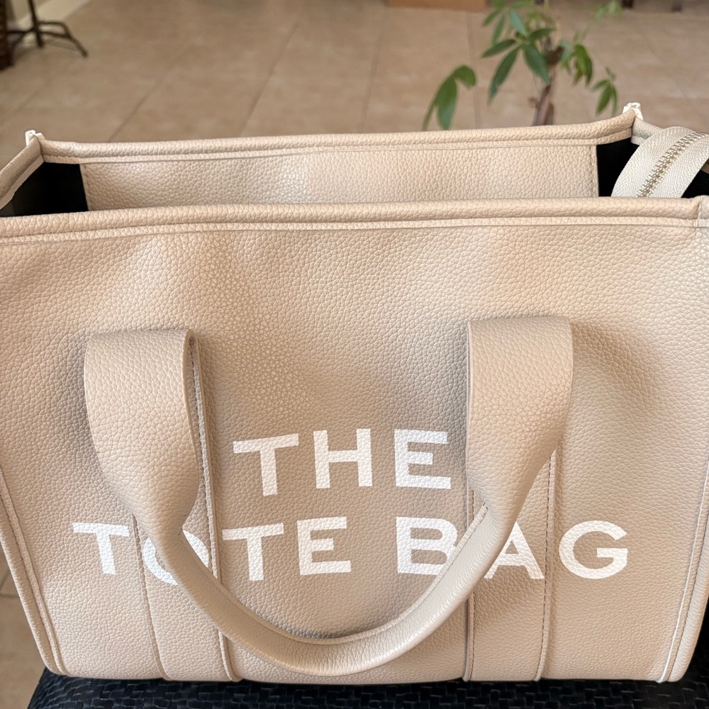 Cream Tote Bag with Bold Branding